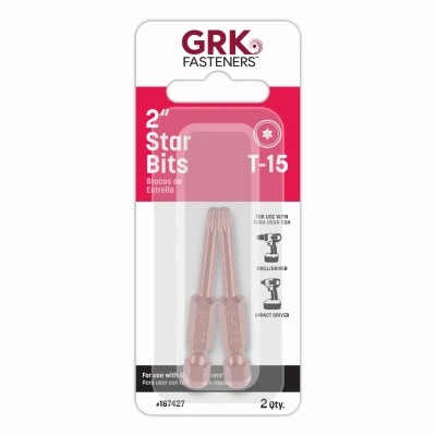 GRK Star Drive Bit T-15 2" Bits 2-Ct.