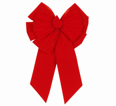 Christmas Bow, 11-Loop, Red Velvet, 18 x 35 x 6-In. (12 pieces)