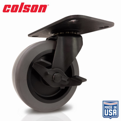 3 in. Gray TPR and Black Swivel Plate Caster with Locking Brake