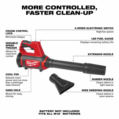 M12 Cordless Compact Spot Blower, TOOL ONLY
