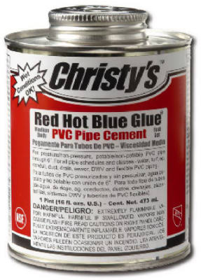 Red Hot Blue Glue PVC Pipe Cement, Low VOC, 16-oz.