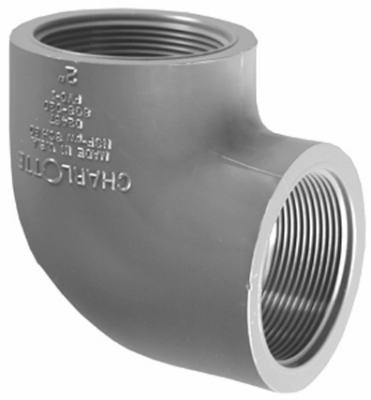 Schedule 80 PVC 90-Degree Elbow, Gray, FPT x FPT, 3/4 In.