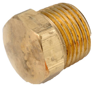 Pipe Plug Fitting, Hex Head, Lead Free Brass, 1/2 In.