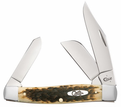 Amber Bone Peach Seed Jig Large Stockman Pocket Knife
