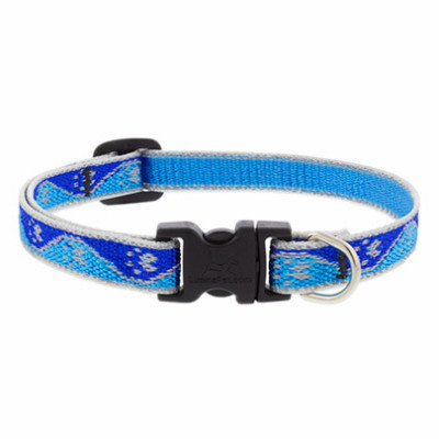 Adjustable Puppy & Small Dog Collar, Reflective Blue Paws Pattern, 1/2 x 8 - 12-In.