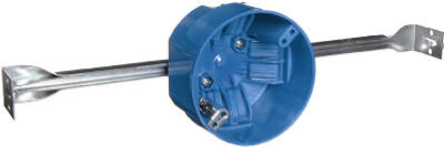 Ceiling Fixture Outlet Box, Adjustable Bar Hanger, 2-1/4 x 4 In. Round