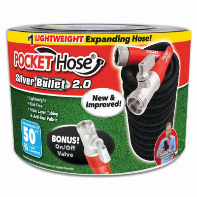Silver Bullet 2.0 Pocket Garden Hose, 50-Ft.