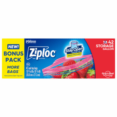 Storage Bags, Easy-Fill Design, Gallon, 42-Ct.