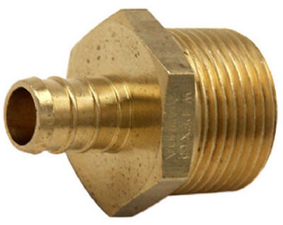Pipe Adapter, Lead Free, 1/2 Brass Barb Insert x 3/4 In. MPT