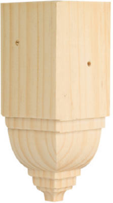 Trim Block Moulding, Inside Crown, Pine, 6.75 x 3.25 x 3.25 In.