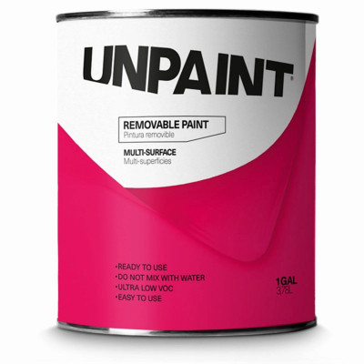 Unpaint Removable Water Base Matte Interior Wall Paint, White Base, 1 Gal.
