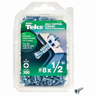 Self-Tapping Drill Point Screw, Phillips, Hex Washer Head, 1/2 In. x #8, 300-Pk.