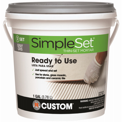 Pre-Mixed Ceramic Tile Thin-Set Mortar, Gray, Gallon