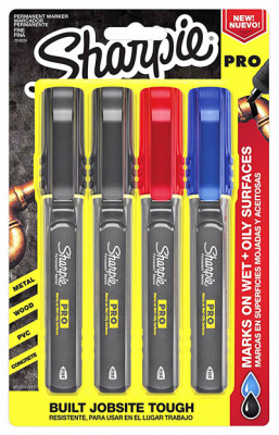 Sharpie Pro Jobsite Markers, Fine Point, 4-Ct.