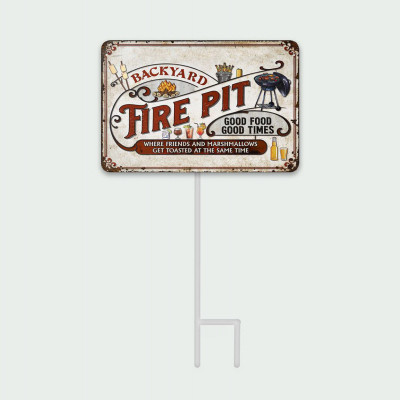 Metal "Backyard Firepit" Sign, Indoor/Outdoor Use (8 pieces)