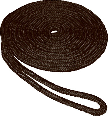 Double Braided Nylon Dock Line, Black, 3/8 In. x 15 Ft.