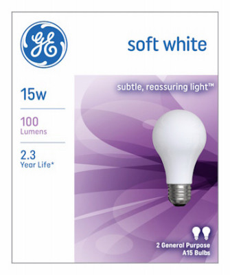 Soft White Light Bulbs, 15 Watt, 2-Pk. (12 pieces)