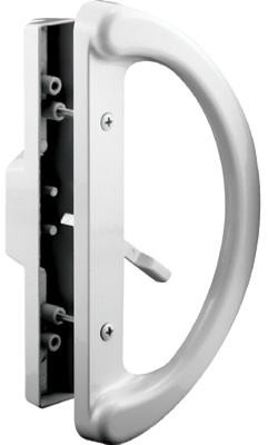 Sliding Patio Door Handle Set White Diecast, Mortise Style, Non-Keyed
