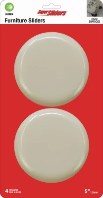 Super Sliders 5" Felt Sliders Round Beige 4 Pack