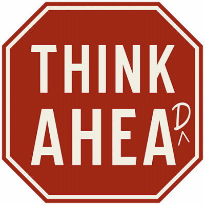 Metal Sign, "Think Ahead", 12 x 12 In. (4 pieces)