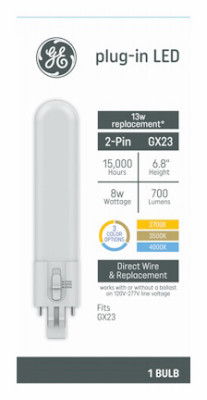 LED Linear CFL Retrofit Light Bulb, T10, GX23 Base, 8 Watts, 7 In.