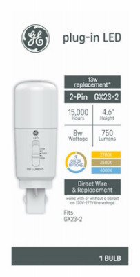 LED Linear CFL Retrofit Light Bulb, T12, GX23-2 Base, 8 Watts, 7 In.