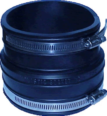 Pipe Fitting, Clay Pipe Reducing Flexible Coupling, 4 x 3 In.