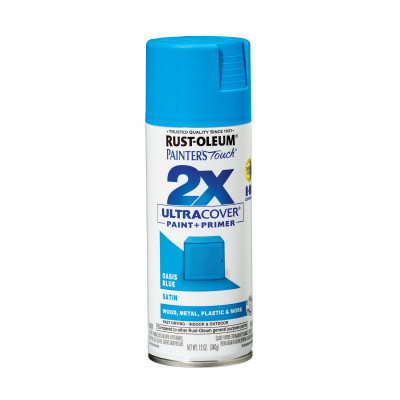 Painter's Touch 2X Spray Paint, Satin Oasis Blue, 12-oz.