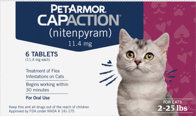 CapAction Fast-Acting Oral Flea Treatment for Cats 2-25 lbs, 6 Does, 11.4 mg