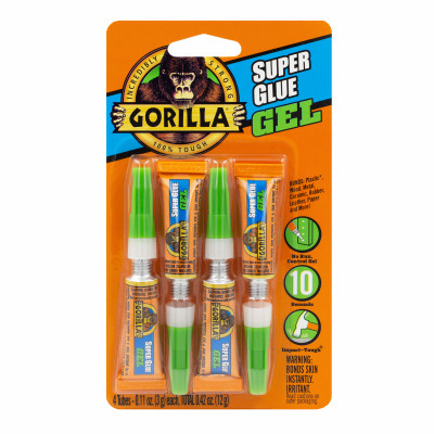 Gorilla Super Glue Gel, 3g, 4-Pk.