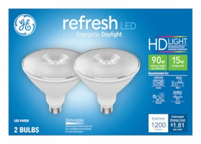 LED Light Bulbs, Par38, Diffused Daylight, 1200 Lumens, 15 Watt, 2-Pk.