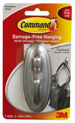 Traditional Hook, Brushed Nickel Metallic, Large