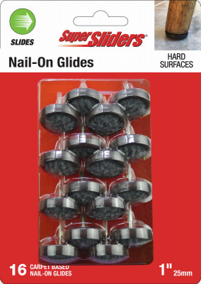 Super Sliders 1" Carpet Round Nail-On Glide 16 pack