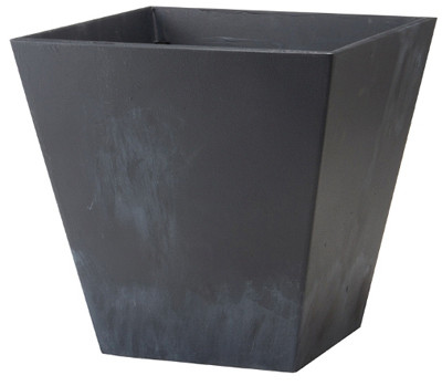ArtStone Ella Planter, Plastic, Water-Minder, Black, 8 In. Sq.