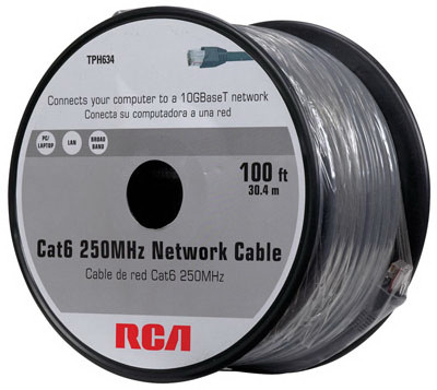 Cat 6 Network Cable, 250Mhz, Gray, 100 Ft.