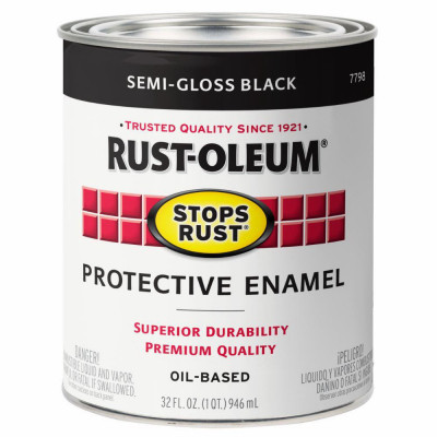 Stops Rust Black Semi-Gloss Oil-Based Paint, Qt.