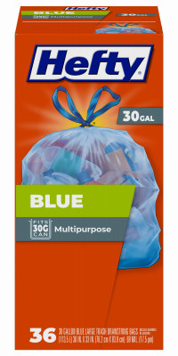 Drawstring Multipurpose Trash Bags, Blue, 30 Gallons, 36-Ct.