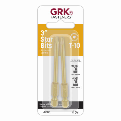 GRK Star Drive Bit T-10 3" Bits 2-Ct.