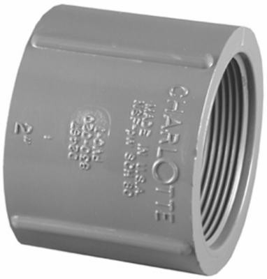 Schedule 80 PVC Coupling, Gray, FPT x FPT, 1-1/2 In.
