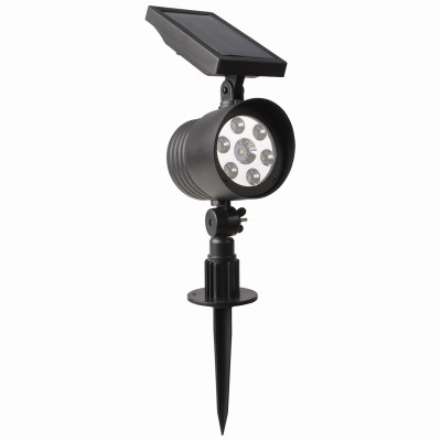 Solar Color-Changing/Lock Spotlight, Black Plastic, 50-200 Lumens