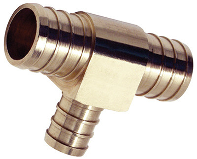 Insert Pipe Tee, Lead Free, 3/4 x 3/4 x 1/2 In. Brass Barb