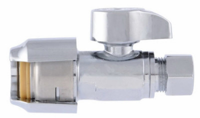 Push-Fit Straight Stop Valve, Quarter Turn, 1/2 x 3/8 In. OD, 4-Pk.