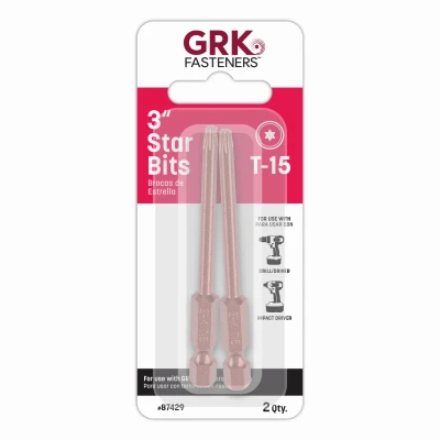 GRK Star Drive Bit T-15 3" Bits 2-Ct.
