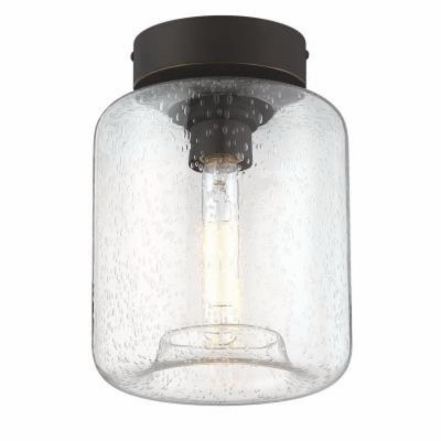 Judd 1 Light Ceiling Fixture, Semi Flush Mount, Seeded Glass Shade, 8 In.