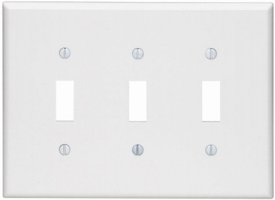 WHT 3-TOGGLE WALL PLATE
