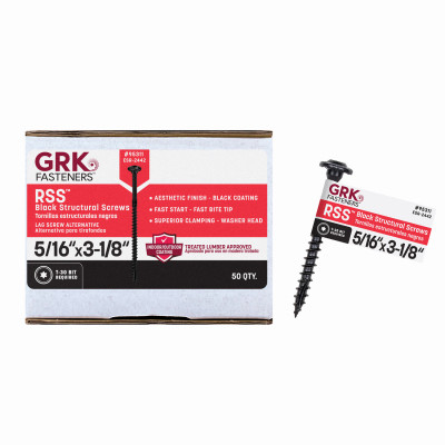 GRK RSS 5/16-in x 3-1/8-in Stru-Ct.ural Screw Black Exterior Wood Screws