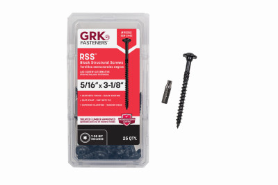 GRK RSS 5/16-in x 3-1/8-in Stru-Ct.ural Screw Black Exterior Wood Screws 25-Ct.
