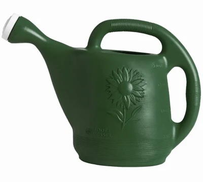 Watering Can, Classic Green Plastic, 2 Gallons