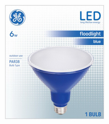 LED Blue Floodlight, Medium Base, PAR38M, 6 Watt