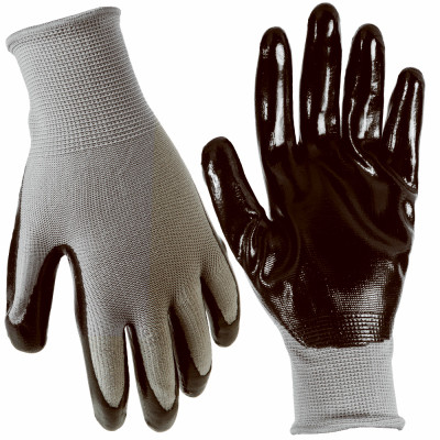 Extra Grip Glove, Nitrile Palm, Black & Gray, L